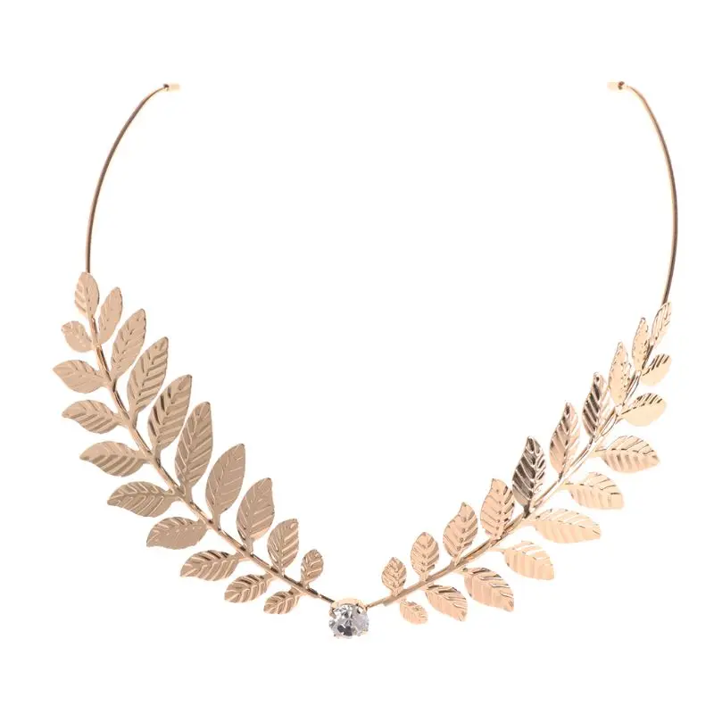 

Fashion Women Alloy Rhinestone Alloy Leaves Back Holder Hairband