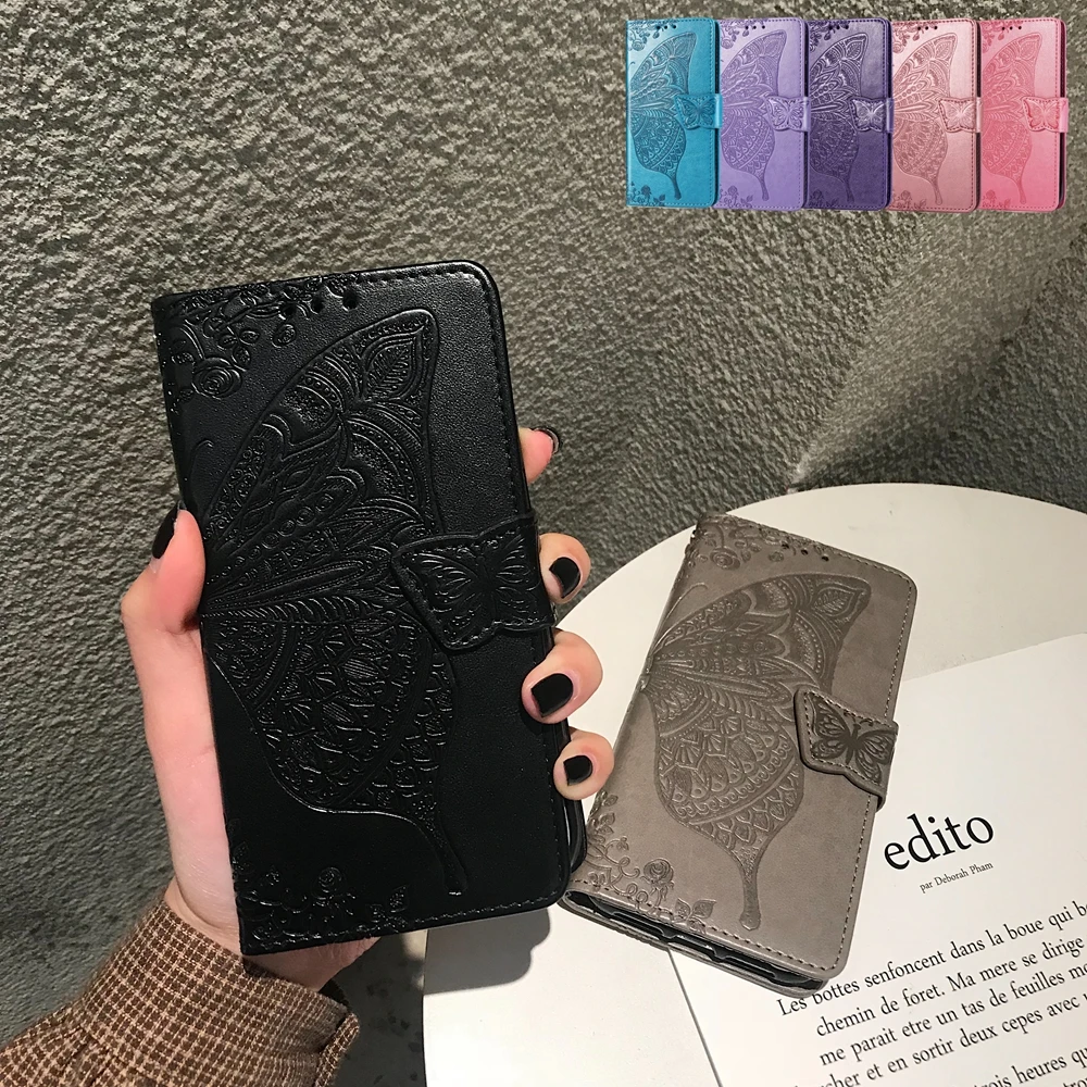 

Embossed Cover For Xiaomi Redmi Note 7 6 5 Pro Case Flower butterfly Cover For Redmi 7 6A 6 Pro 5 Plus Go Case Flip Wallet Shell