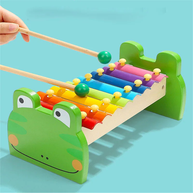Music Instrument Frogs Shape Wooden Frame Style Xylophone Children Kids