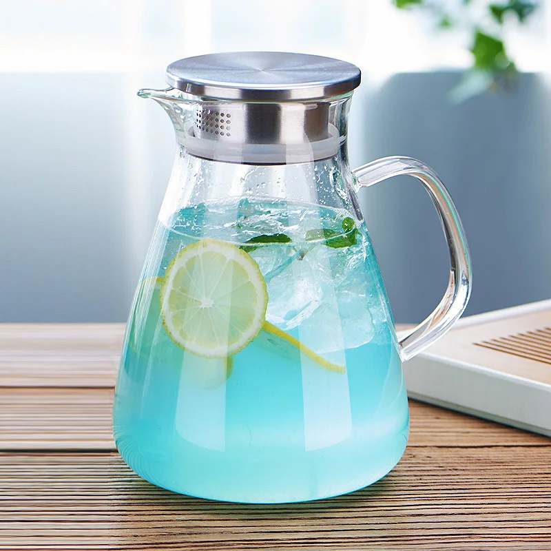 

New Arrivals drinkware glass water bottle 1900ml Explosion-proof Kettle glass High Temperature Household Resistance Cold Cup
