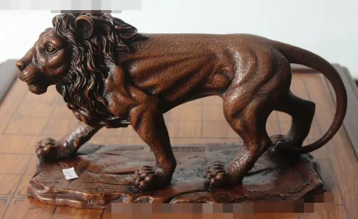 

S3069 14" Marked Chinese FengShui Folk Pure Bronze Lion Leo Animal Statue Sculpture