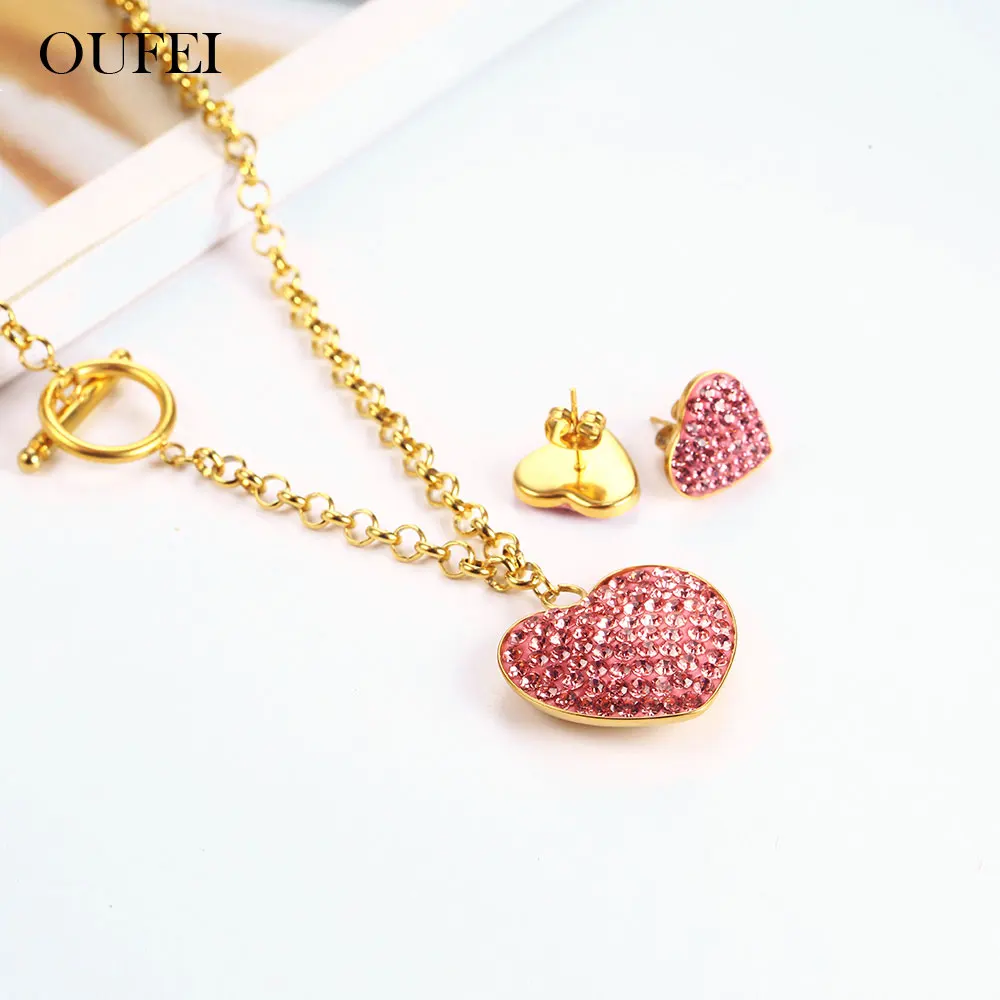 Jewelry Sets Jewelry Set Women Earrings Chain Necklace Stainless Steel Jewelry Woman Fashion Jewelry Sets Heart Necklace Earrings Set Jewellery Accessories