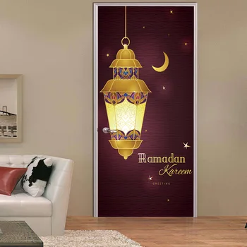 

Muslim Lights Moon Religious Room Door Sticker Vinyl Decals Door Sticker Classic Vinyl Stickers Door Home Decor