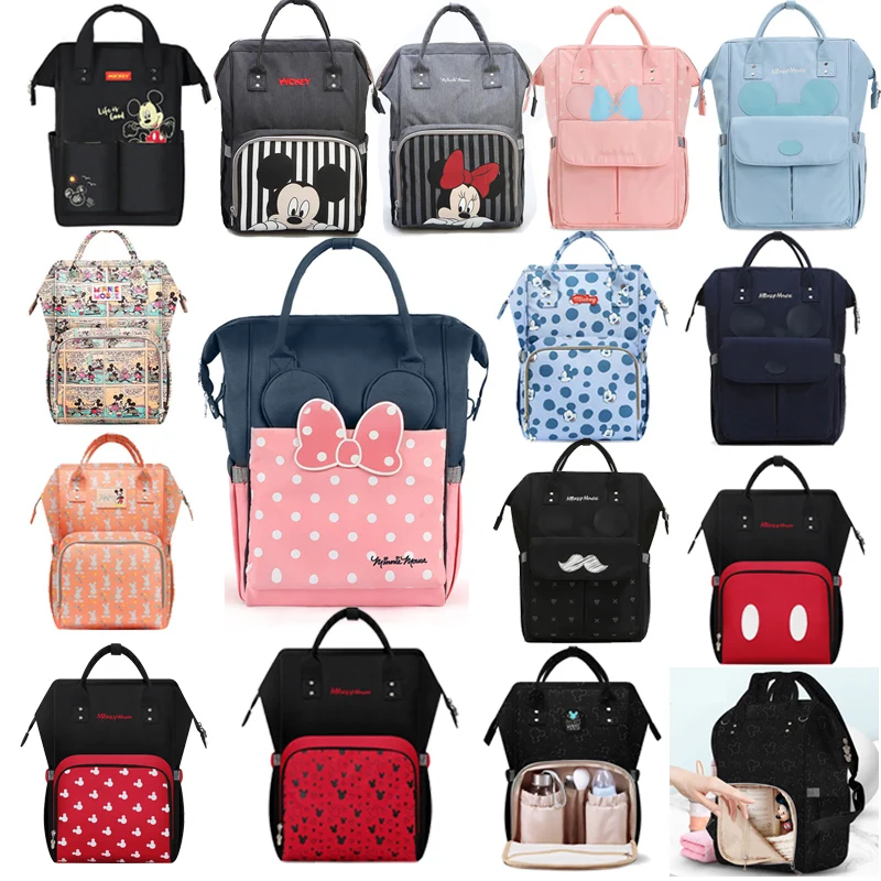 

Disney 2019 Diaper Bag Backpack USB Bottle Insulation Bags Minnie Mickey Big Capacity Travel Oxford Feeding Baby Mummy Handbag