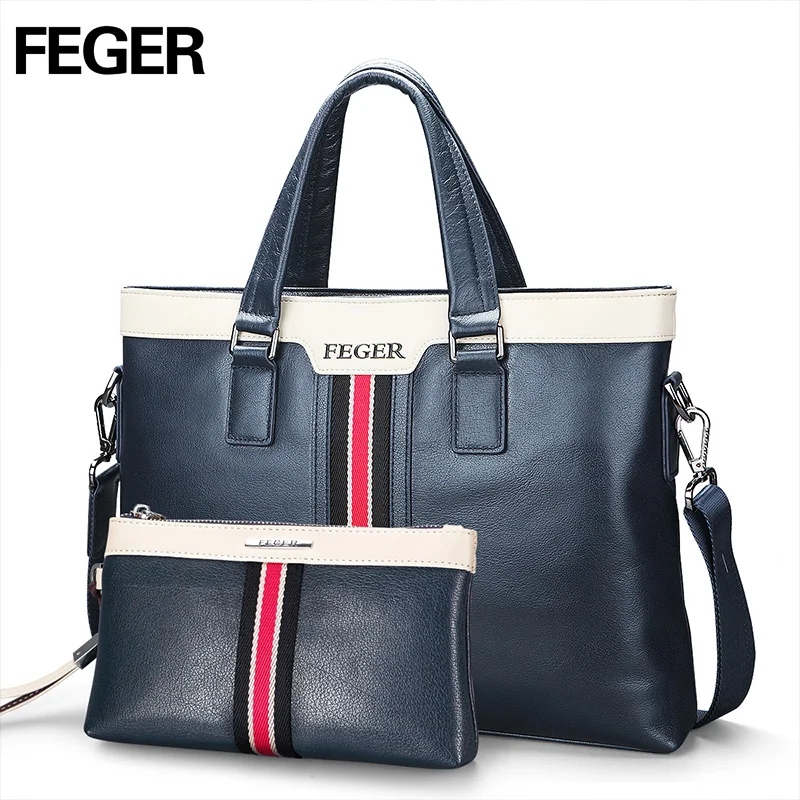 Discount  Men Genuine Leather Handbag Men's Business Shoulder Bag Male Messenger Bags Laptop Briefcase Fashio