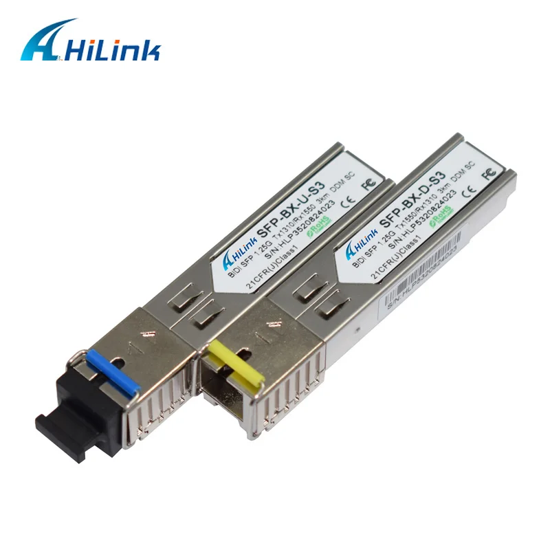 LC/SC 1G WDM одиночное волокно 1000BASE-BX 1,25G 1310nm/1550nm 3km DOM bidi SFP