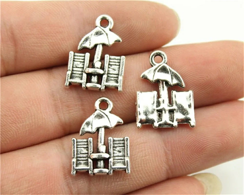 10pcs Charm Beach Chairs Beach Chairs Pendant Charms For Jewelry Making Antique Silver Beach Chairs Charms 14x20mm