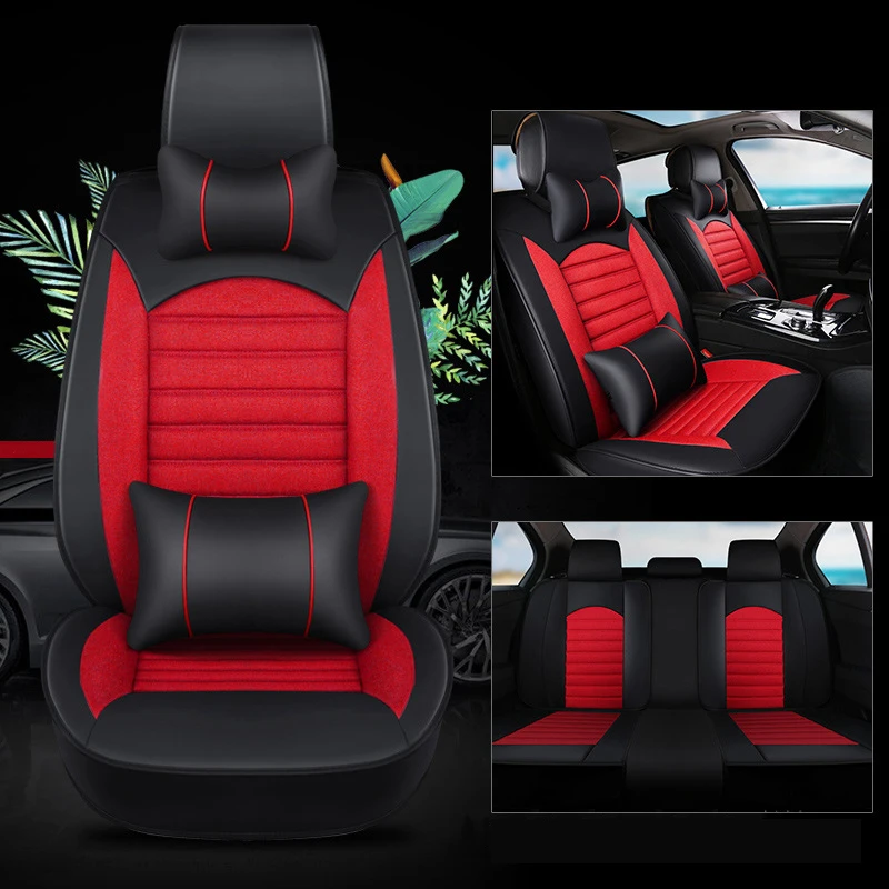 kalaisike Leather plus Flax Universal Car Seat covers for Lincoln all