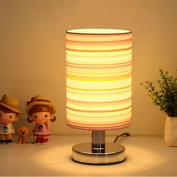 

Modern Led Night light with Fabric Lampshade Wood Table/Desk Lamp for Bedroom Baby Room Children kids Study Reading AC96-260V