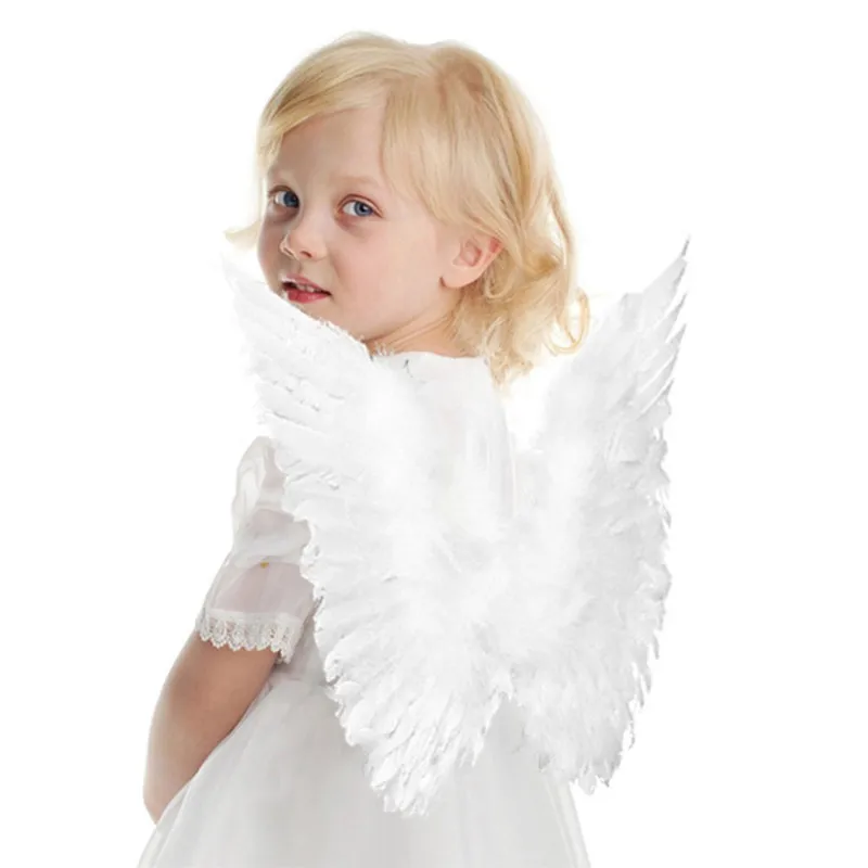 Крылья ангела для маленьких детей перо Фея Ночь нарядное платье белый/черный Реквизит Костюмы свадебная одежда аксессуары