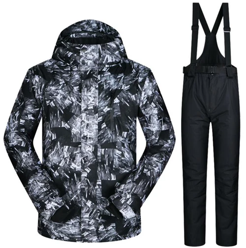 Ледяная зимняя одежда для рыбалки, Мужская камуфляжная одежда, комплекты для охоты, водонепроницаемая куртка для кемпинга, большой размер, лыжная одежда - Цвет: Black