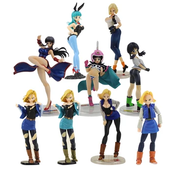 

9Styles 13-24cm Dragon Ball Girl Bulma Color Change Android 18 Glitter Glamours Videl Chi Chi China Dress Figure Collection Toy