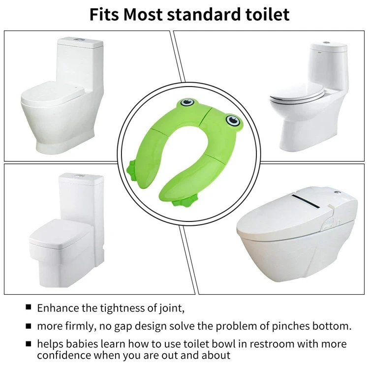 Складывающийся горшок, сиденье для ребенка, противоскользящая Милая лягушка, портативный пластиковый детский унитаз, тренировочный дорожный туалет, коврик для детского унитаза
