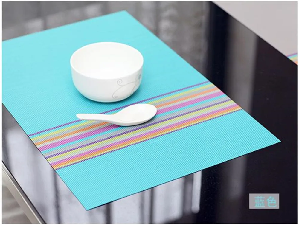4 Pieces Set Pvc Colourful Blue Waterproof Insulation Placemats