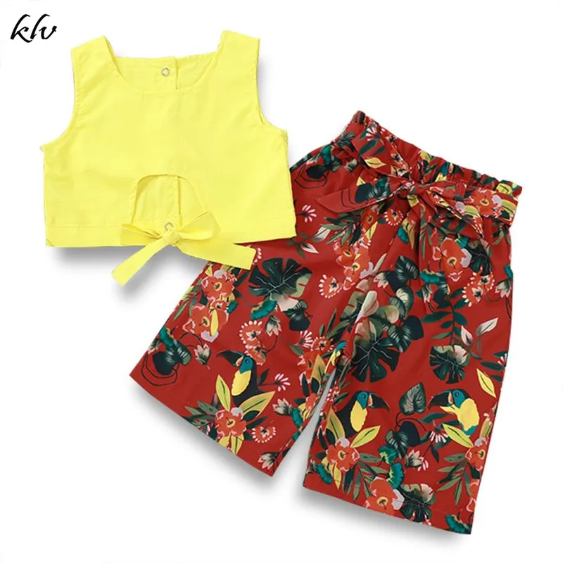 

Toddler Kids Baby Girls Clothing Set Summer Sleeveless Tank Crop Tops+Floral Pants Outfits for 1-5Y
