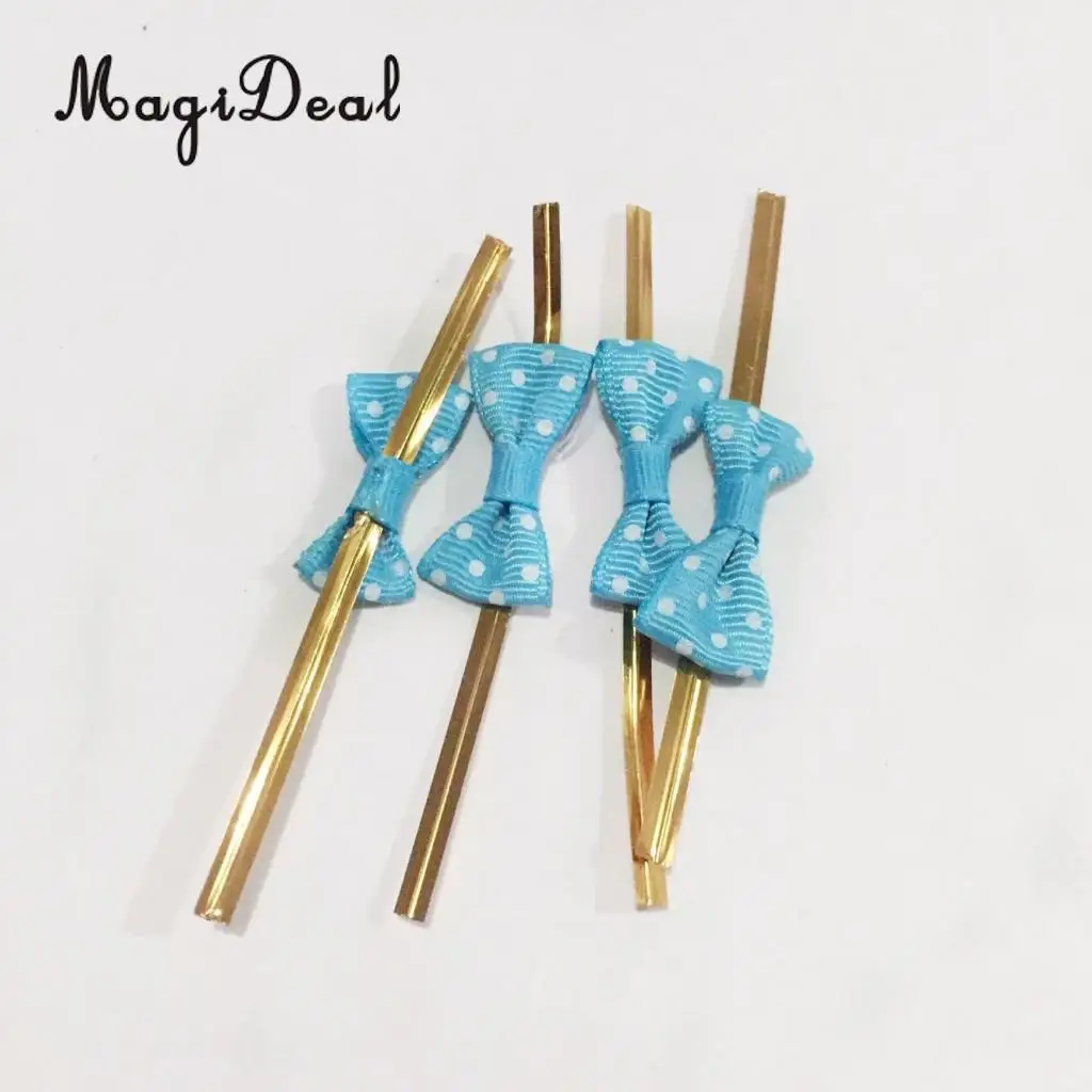 50pcs Cute Bowknot Metallic Twist Ties Wire  for Candy Lollipop Cake Pop Cello Paper Bag Sealing Gift Party Decor Supplies 8cm