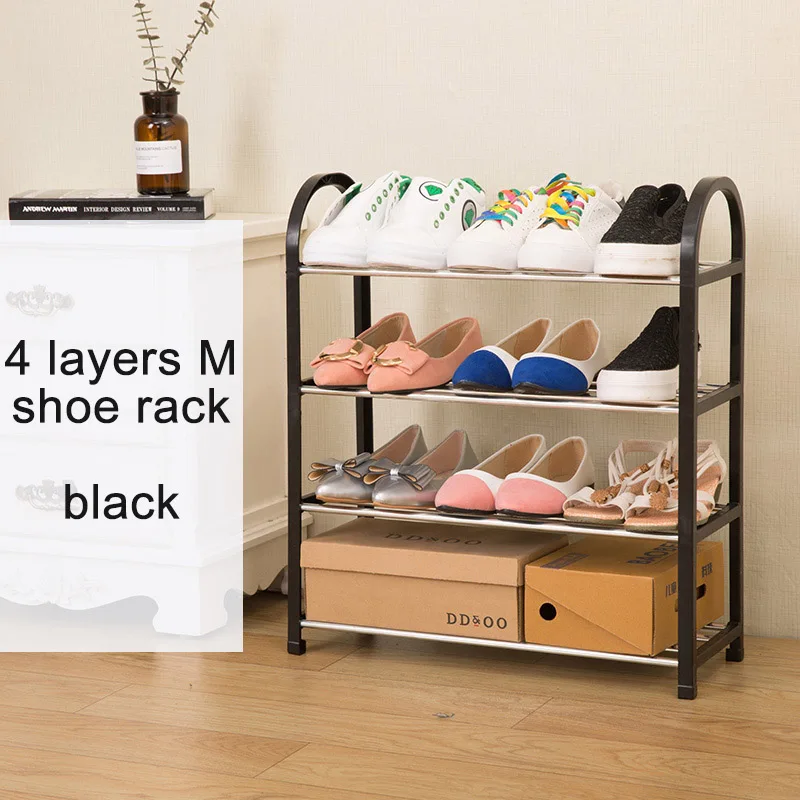 Современный модный органайзер для домашней обуви, простой шкаф для обуви, шкаф для обуви, сборка, складная мебель, универсальная стойка для обуви - Цвет: 4L-M-black