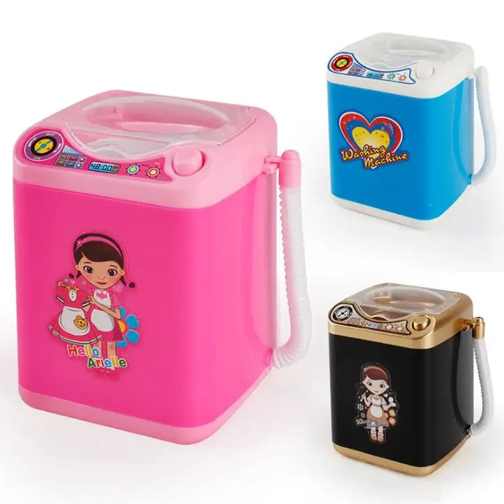 

Mini Simulation Children Play Pretend Electric Cute Cosmetic Powder Puff Washing Machine Makeup Brushes Cleaner Washer Tool