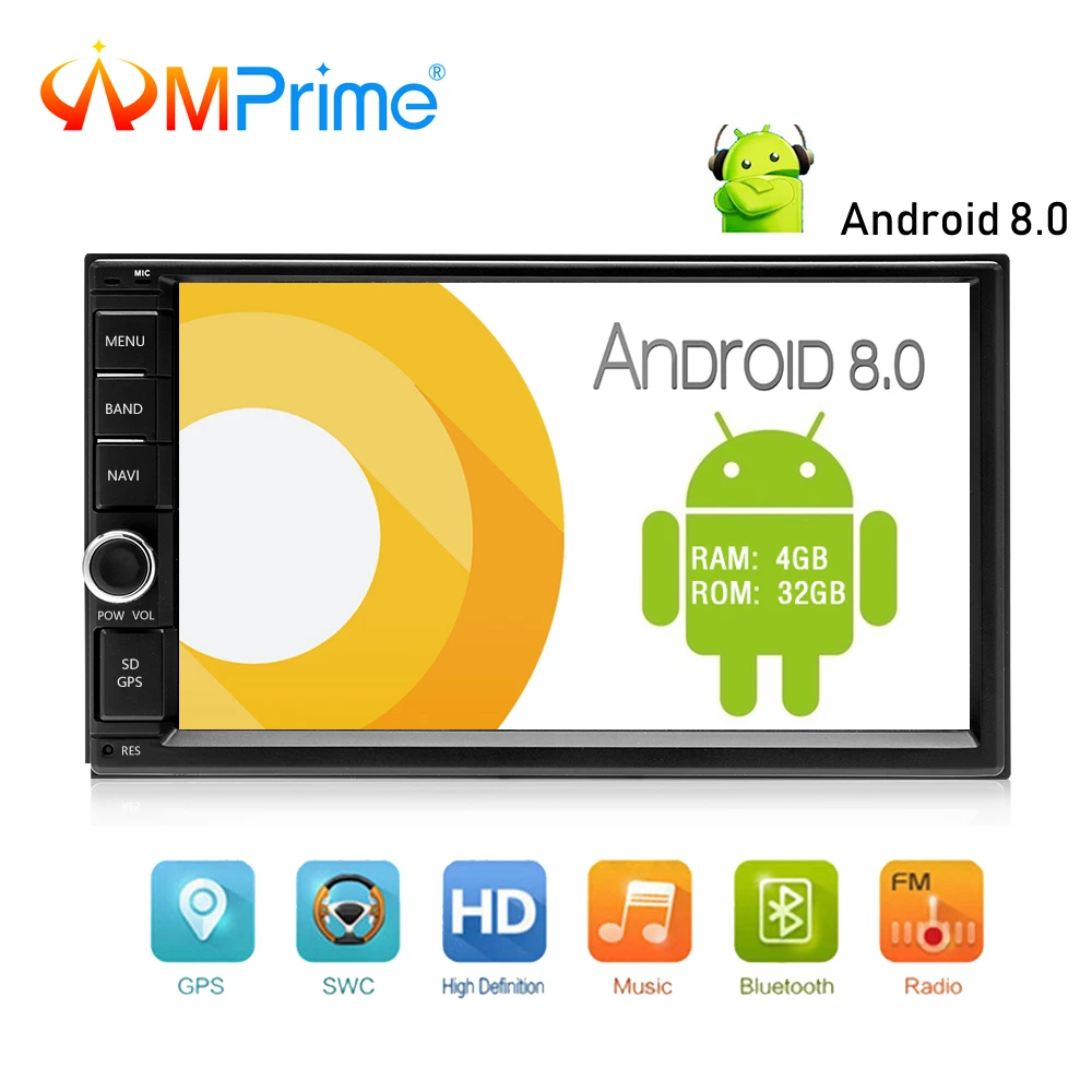 

AMPrime Android 8.0 2 din Car Radio 7'' Capacitance Touch Screen MP5 Player Mirrorlink Autoradio Bluetooth USB DVR GPS 4G+32GB