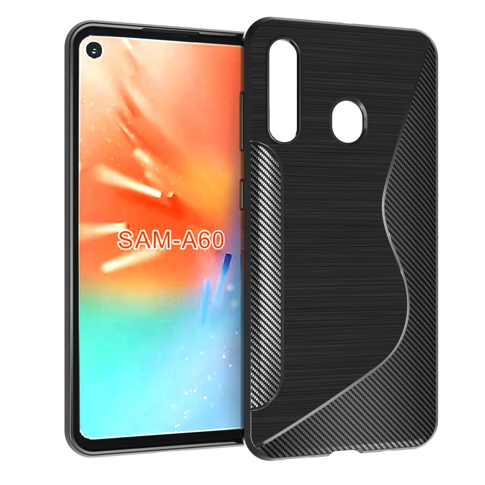 black shockproof Anti-skid S Line TPU Gel Skin Case Cover For Samsung Galaxy A60 | Мобильные телефоны и аксессуары