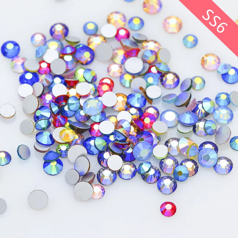 

144/1440p ss6 Color AB crystal glass stone Flat back Non-hotfix rhinestones jewels Nail art Decoration Wedding Cards making Gems
