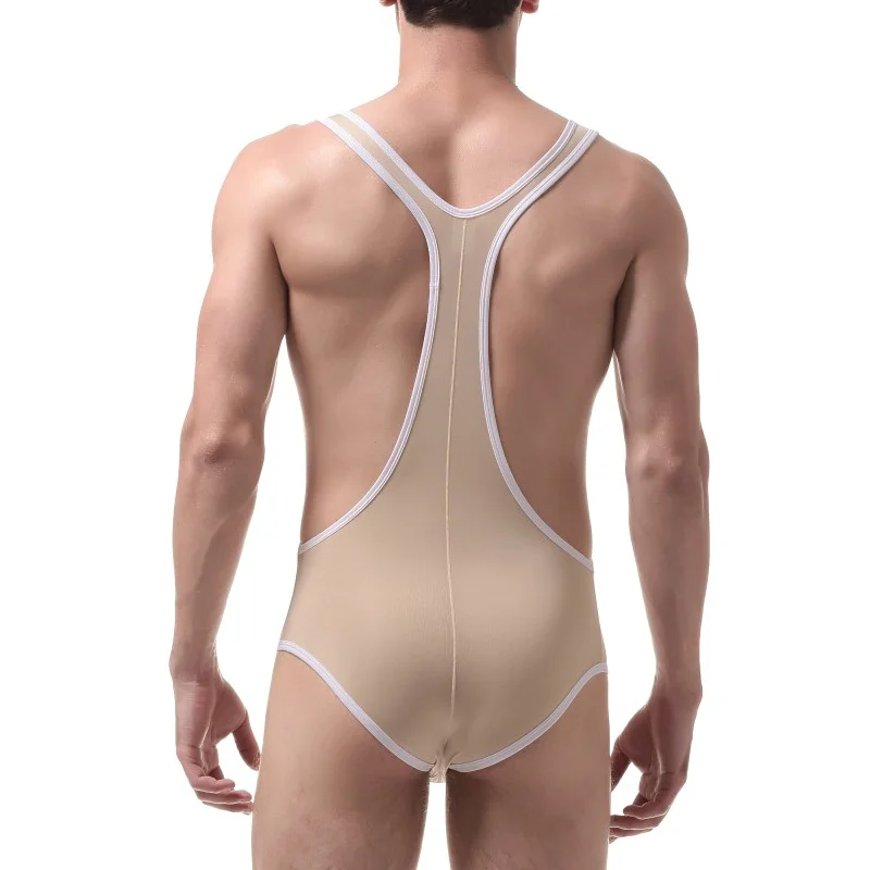 Sexy Bodysuit Men Ultrathin Ice Silk Mens Underwear Transparent Corset Nylon Bodysuit Shapewear for Men