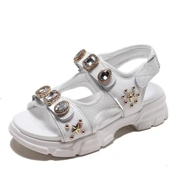 

Rhinestone Women Sandals shoes women Breathable Comfortable Non-slip Ladies Walking Beach Sandals women Shoes mujer