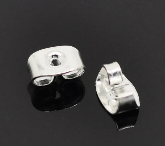 DoreenBeads серьги выводы ухо гайками сообщение пробка бантом серебристого цвета 6 мм(2/") x 4 мм(1/"), 55 шт