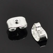 DoreenBeads серьги выводы ухо гайками сообщение пробка бантом серебристого цвета 6 мм(2/") x 4 мм(1/"), 55 шт