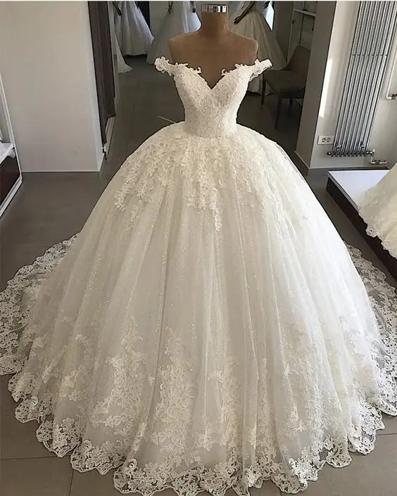 Vestidos de novia 2019 бальное платье свадебное платье винтажное кружевное свадебное платье с v-образным вырезом корсет на спине без рукавов