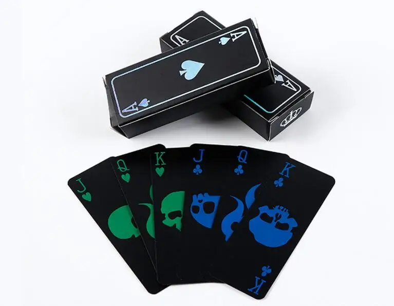 Playing Cards Plastic Playing Cards Black Luminous Fluorescent Poker Cards Skull Playing Card Glow In The Dark Bar Party KTV Night Luminous Special Poker GYH