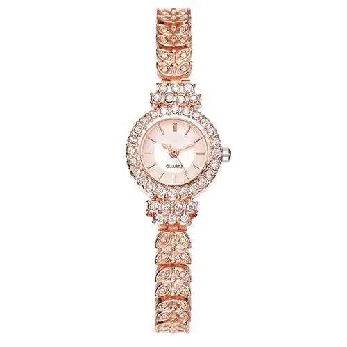 

2019 Luxury Rhinestone Analog Quartz Women's Slim Leaf Shape Bracelet Wrist Watch