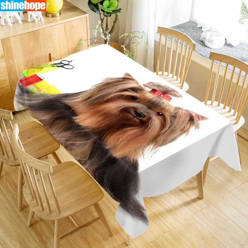 

Customize Tablecloth Yorkshire Terrier Oxford Cloth Dust-proof Rectangular Table Cover For Party Home Decor 100X140cm140x250cm