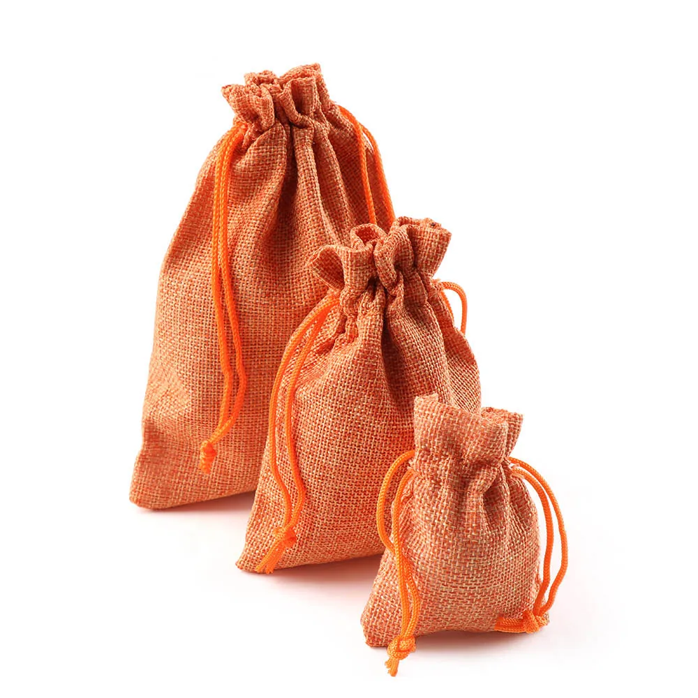 10 шт. Hessian мешочки из мешковины на шнурке для свадебных подарков джутовые Подарочные Сумки хозяйственная сумка для конфет Органайзер сумка для рождественской вечеринки - Цвет: Orange