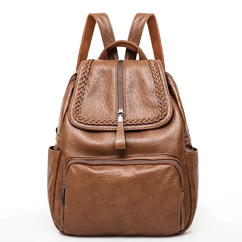 

Women Backpack New Arrival 2019 Simple Casual School Bag Medium Size Leather Backpack Girl Daily Bag Travel Bags
