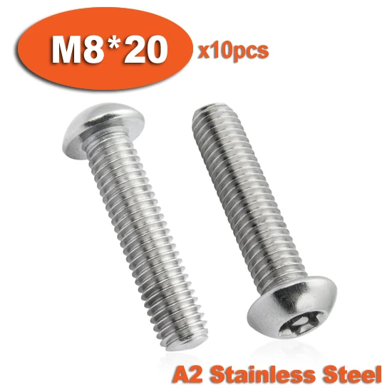 

10pcs ISO7380 M8 x 20 A2 Stainless Steel Torx Button Head Tamper Proof Security Screw Screws