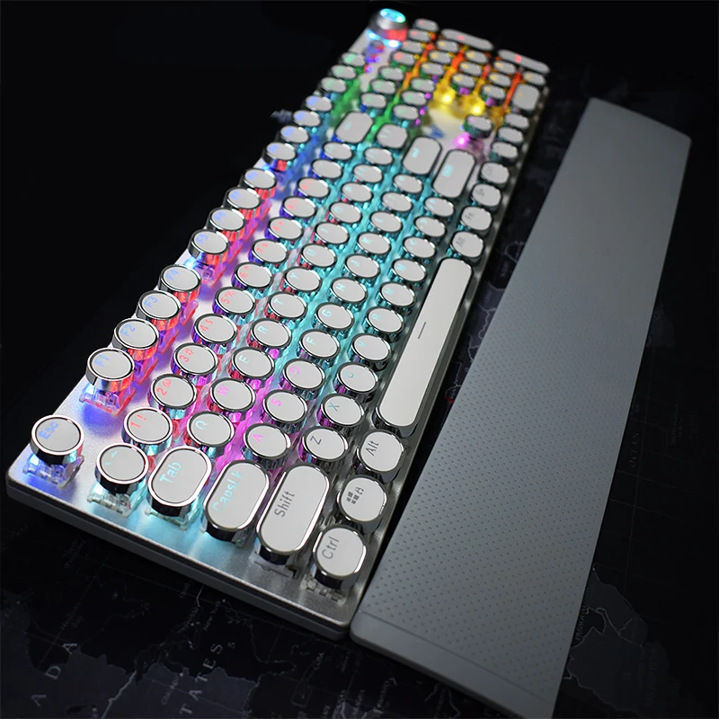  AULA Mechanical Gaming Keyboard Retro Steampunk RGB LED Backlit 104 keys Waterproof for PC Computer