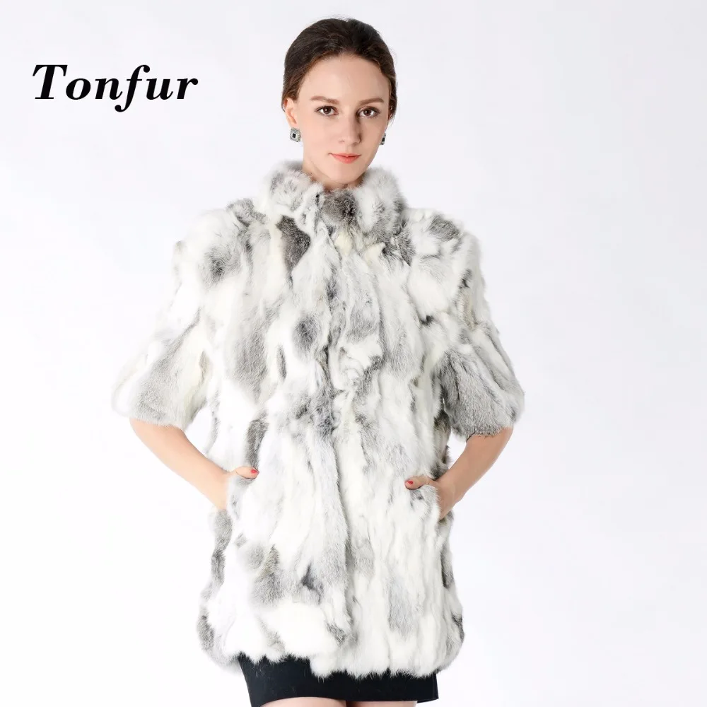 New Arrival Trend Season 100% Real Rabbit Fur Coat Short Sleeve Natural ...