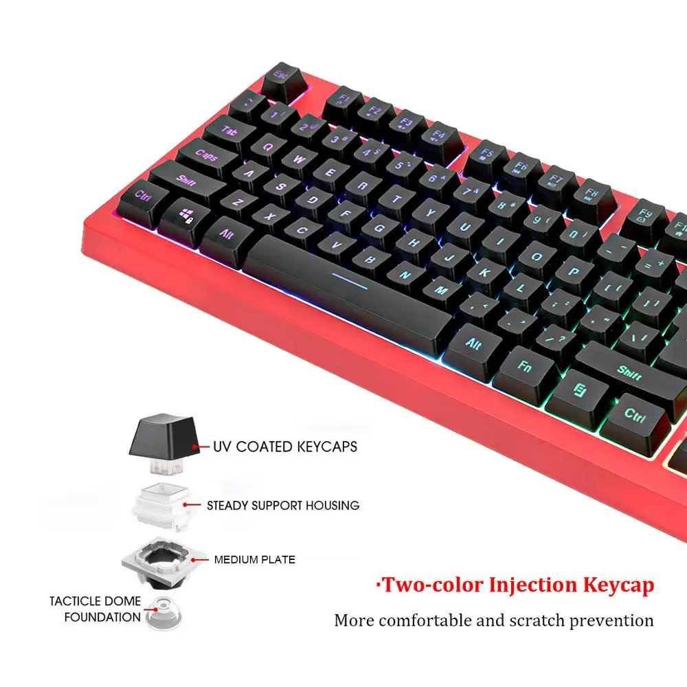 Проводная клавиатура RedThunder K870 с RGB подсветкой 87 клавиш USB|Клавиатуры| |