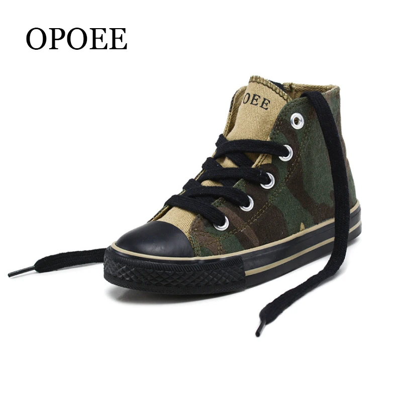 Children's shoes Boys and Girls high-top Canvas Shoes 2018 Spring Autumn Camouflage Handsome | Детская одежда и обувь