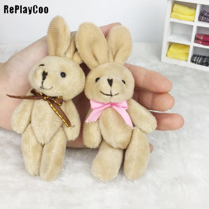 

100Pcs/Lot Bow Tie Rabbits Cute Bunny 12cm Soft Stuffed Plush Toys Small Pendant Kid Birthday Gifts Wedding Parties Decor J03901