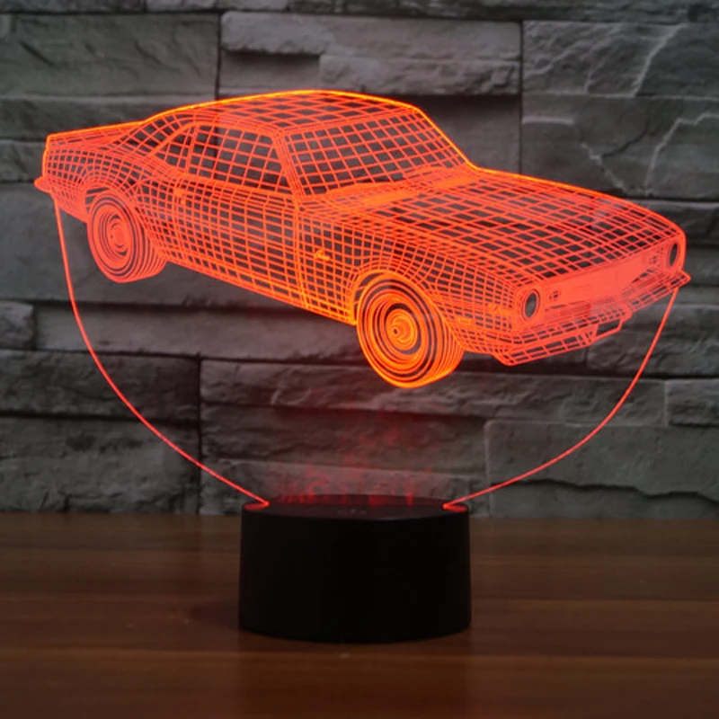 Lovely Car Shape 3D Illusion LED Night Lights Colorful Acrylic Table