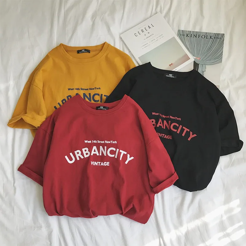 

New Cotton Harajuku Tshirt Fashion Letter Print Short Sleeve Tops & Tees Casual Loose Couple O Neck T Shirt 2019