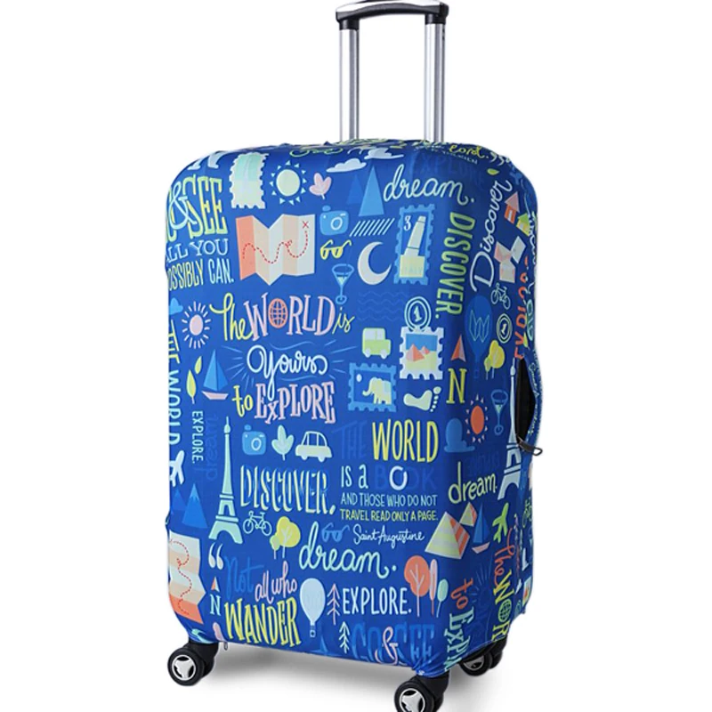 TRIPNUO Thicker Elastic Travel World Luggage Cover Suitcase Protective Cover for Trunk Case Apply to 19''-32'' Suitcase Cover