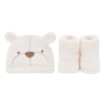 

2017 KAVKAS Baby Winter Warm Kids Spring Caps And Shoes Newborn Crochet Baby Boy Girl Knit Cap Bear White Clothing Accesories