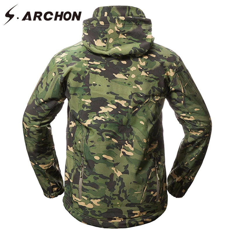 Preise S. ARCHON Neue Soft Shell Military Camouflage Jacken Männer Mit Kapuze Wasserdichte Taktische Fleece Jacke Winter Warme Armee Oberbekleidung Mantel