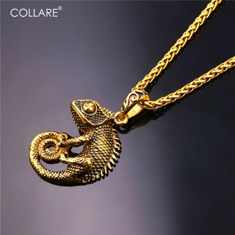

Collare Chameleon Pendant Dragon Men Iguana Jewelry 316L Stainless Steel Lizard Gold Color Animal Iguana Necklace Women P112