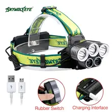 SKYWOLFEYE светодиодный налобный светильник 80000LM T6 5X перезаряжаемый ультра яркий 18650 аккумулятор охотничий рыболовный светильник с usb-кабелем