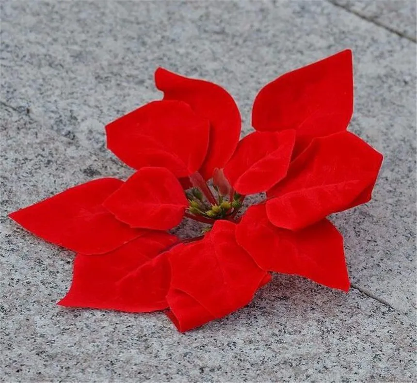 Красный 100p диа. 20 см/7,8" искусственная имитация Poinsettia Рождественский цветок декоративные свадебные цветы вечерние украшения