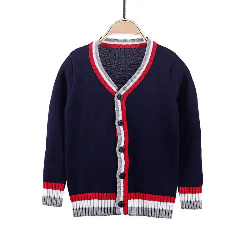 Auro Mesa Kids Boys Anti-Pill V-Neck Cardigan Sweater Button up Knit Children Jacket 1 2 3 4 5 Years